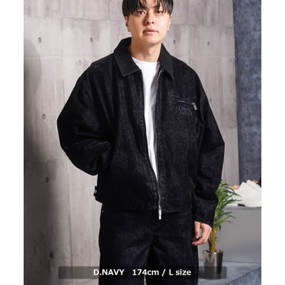 フロッキーデニム デトロイトジャケット / クロップド ワイドワークブルゾン（セットアップ対応） （D.NAVY）｜詳細画像