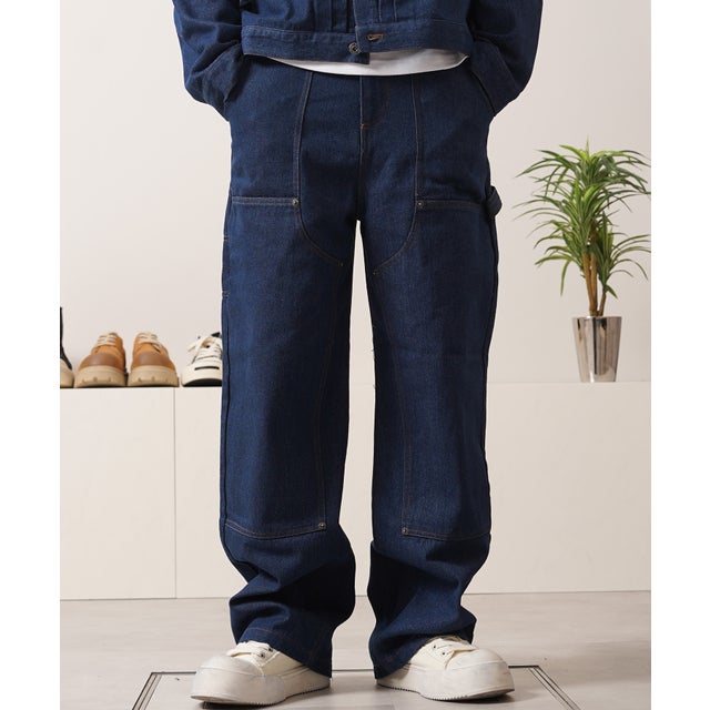 ダブルニー ストレートパンツ （デニムNAVY）
