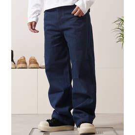 ステッチデザイン ストレートパンツ （デニムNAVY）