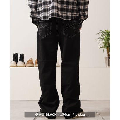 ステッチデザイン ストレートパンツ （ダックBLACK）｜詳細画像