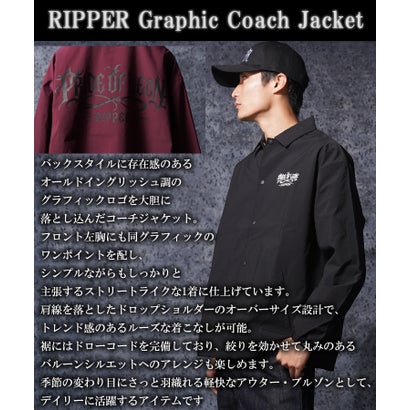ワンフォークロージング 1111clothing グラフィック コーチジャケット （WINE）｜詳細画像