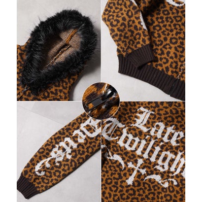フードファー ニットジップパーカー （LEOPARD）｜詳細画像
