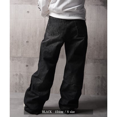 スタッズ ウォッシュ ワイドデニム （BLACK）｜詳細画像
