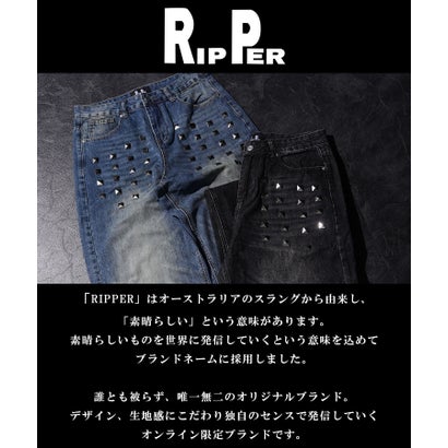 スタッズ ウォッシュ ワイドデニム （BLACK）｜詳細画像