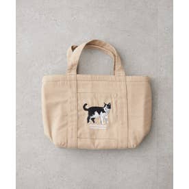 【うちのこシリーズ】アニマル刺繍保冷トート （sandbeige）