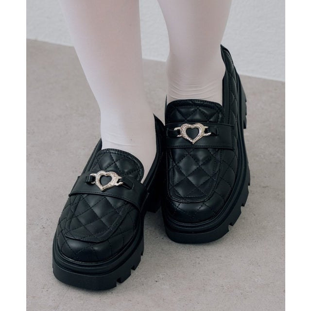 【RMAF】ハートチャームキルティングローファー （black）