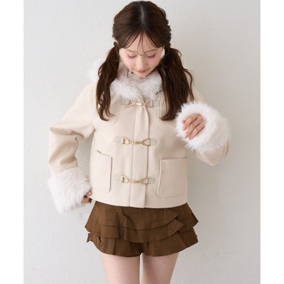 【continuer】フェイクファー付ショートダッフルコート （BK）｜詳細画像