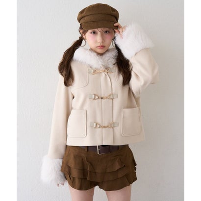 【continuer】フェイクファー付ショートダッフルコート （BK）｜詳細画像