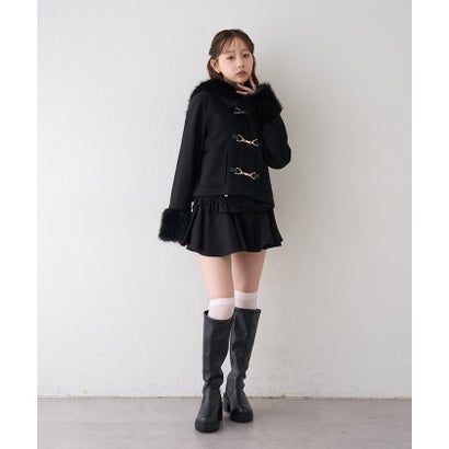 【continuer】フェイクファー付ショートダッフルコート （BK）｜詳細画像