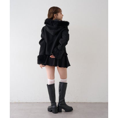 【continuer】フェイクファー付ショートダッフルコート （BK）｜詳細画像