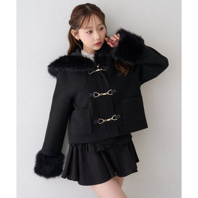 【continuer】フェイクファー付ショートダッフルコート （BK）｜詳細画像