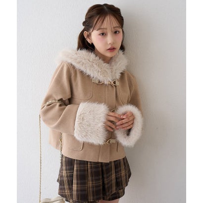 【continuer】フェイクファー付ショートダッフルコート （BK）｜詳細画像
