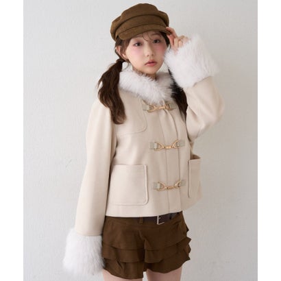 【continuer】フェイクファー付ショートダッフルコート （BK）｜詳細画像