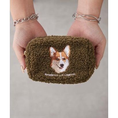 ナイスクラップ NICE CLAUP 【人気シリーズ！】アニマルボア刺繍ポーチ （IVY）｜詳細画像