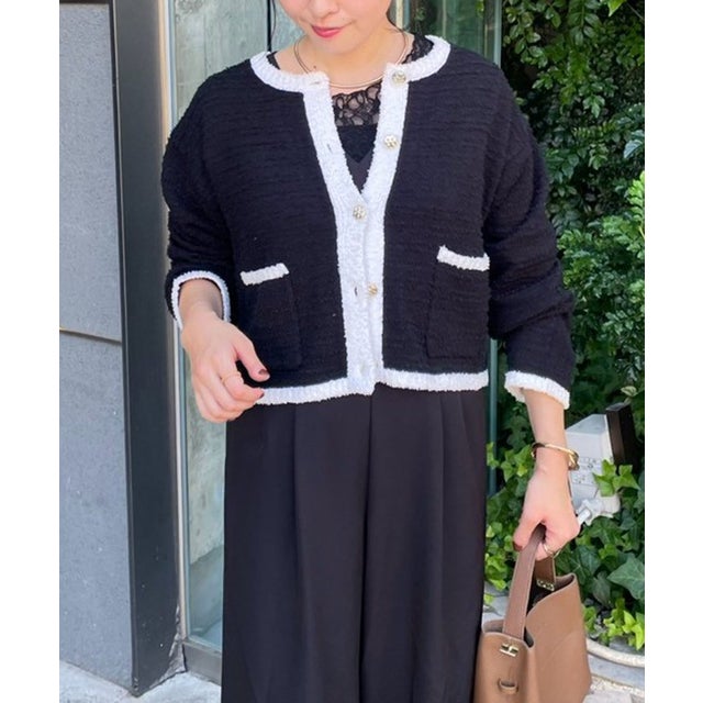 ツイード配色ニットカーディガン （black）