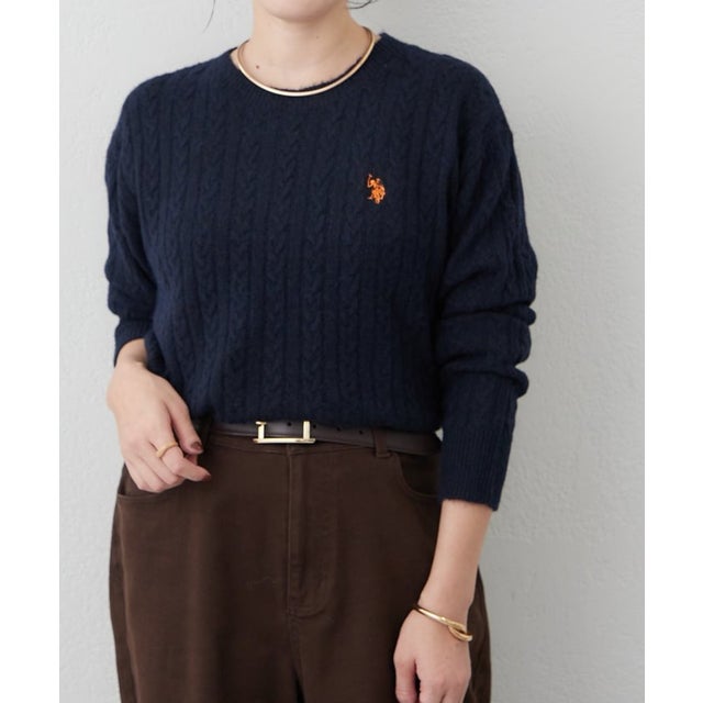 【USPOLO】ケーブルプルオーバー （navy）
