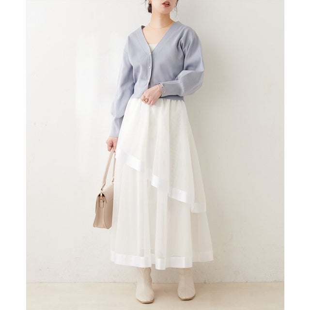 【natural couture】メッシュティアードスカート （OFF）