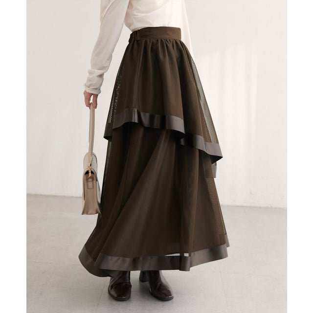 【natural couture】メッシュティアードスカート （BR）