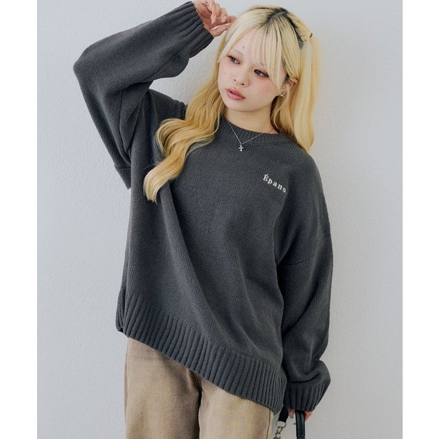 【continuer】バックロゴモールニット （charcoal）