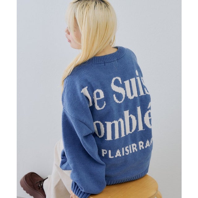 【continuer】バックロゴモールニット （blue）
