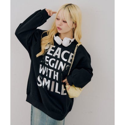 【continuer】箔プリントロゴ裏起毛トレーナー （offwhite）｜詳細画像