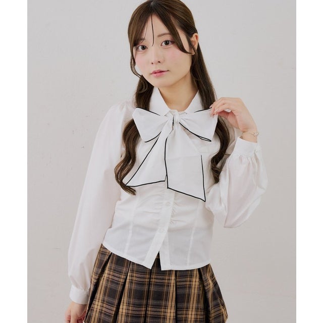 2wayボウタイギャザーブラウス （offwhite）