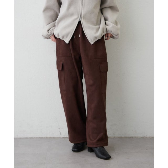 【ラクしてきれい】ウエストゴムに拘ったスエポンカーゴパンツ （brown）