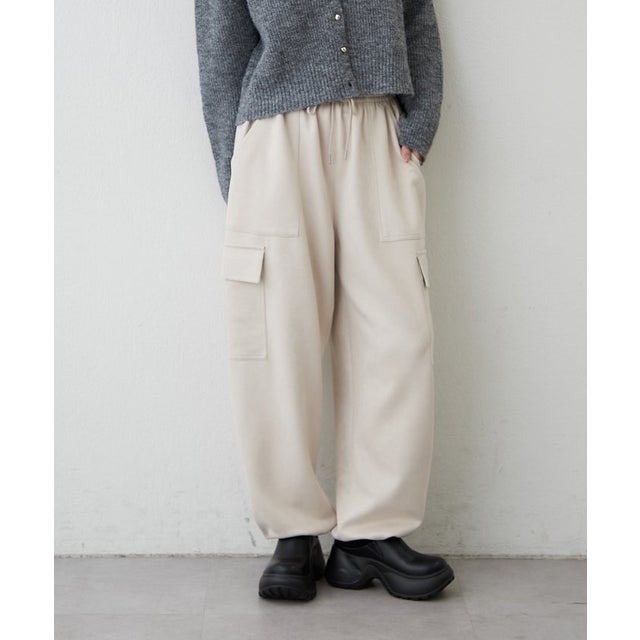【ラクしてきれい】ウエストゴムに拘ったスエポンカーゴパンツ （ivory）