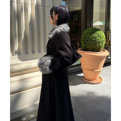 【Mavie..7】ファー付ロングコート （charcoal）｜詳細画像