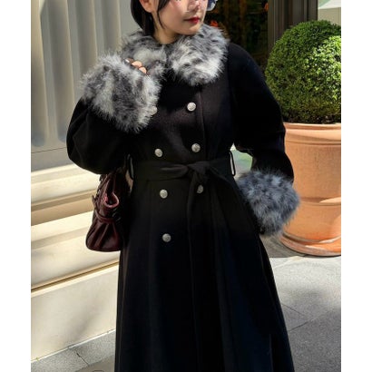 【Mavie..7】ファー付ロングコート （charcoal）｜詳細画像