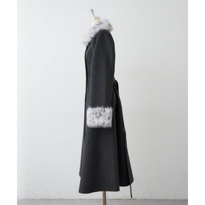 【Mavie..7】ファー付ロングコート （charcoal）｜詳細画像