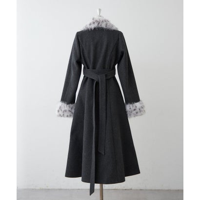 【Mavie..7】ファー付ロングコート （charcoal）｜詳細画像