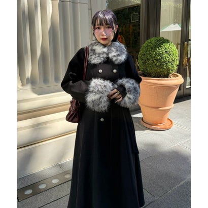 【Mavie..7】ファー付ロングコート （charcoal）｜詳細画像