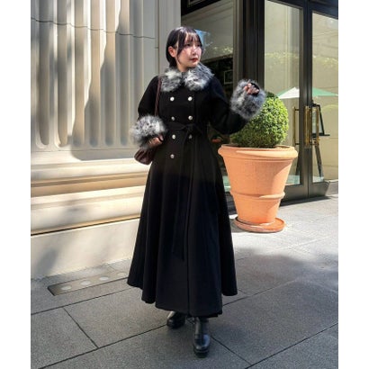 【Mavie..7】ファー付ロングコート （charcoal）｜詳細画像