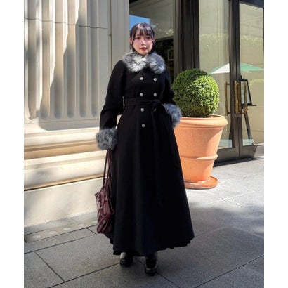 【Mavie..7】ファー付ロングコート （charcoal）｜詳細画像