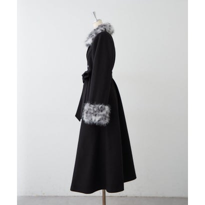 【Mavie..7】ファー付ロングコート （black）｜詳細画像