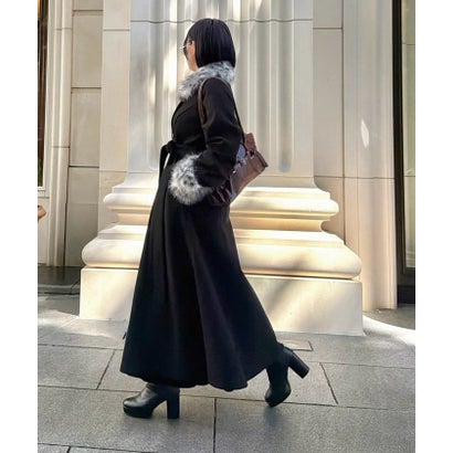 【Mavie..7】ファー付ロングコート （black）｜詳細画像