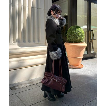 【Mavie..7】ファー付ロングコート （black）｜詳細画像