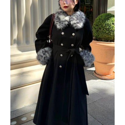 【Mavie..7】ファー付ロングコート （black）｜詳細画像