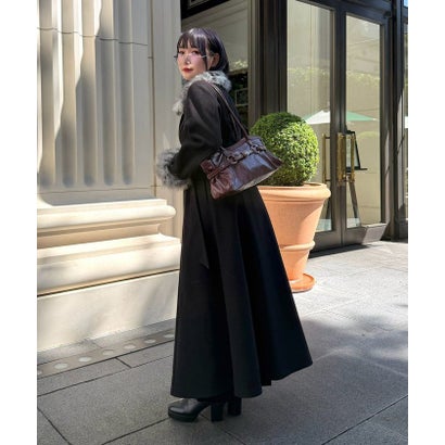 【Mavie..7】ファー付ロングコート （black）｜詳細画像