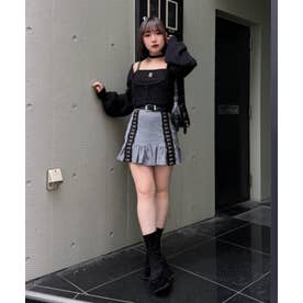 【Mavie..7】デザインニットスカパン （gray）