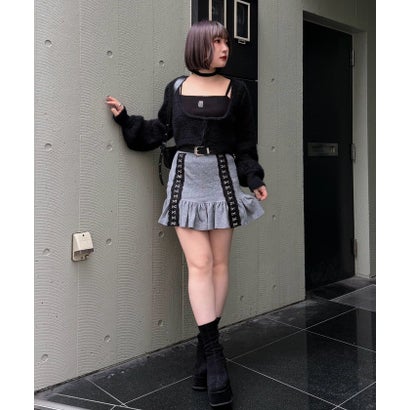 【Mavie..7】デザインニットスカパン （black）｜詳細画像