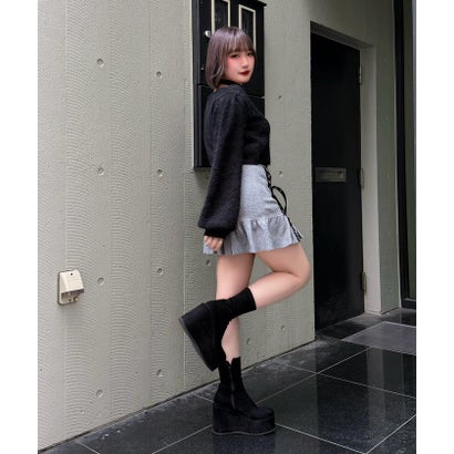【Mavie..7】デザインニットスカパン （black）｜詳細画像