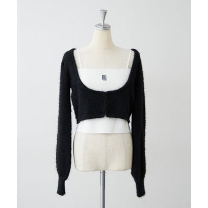 【Mavie..7】インナー付ボレロカーディガン （black）｜詳細画像