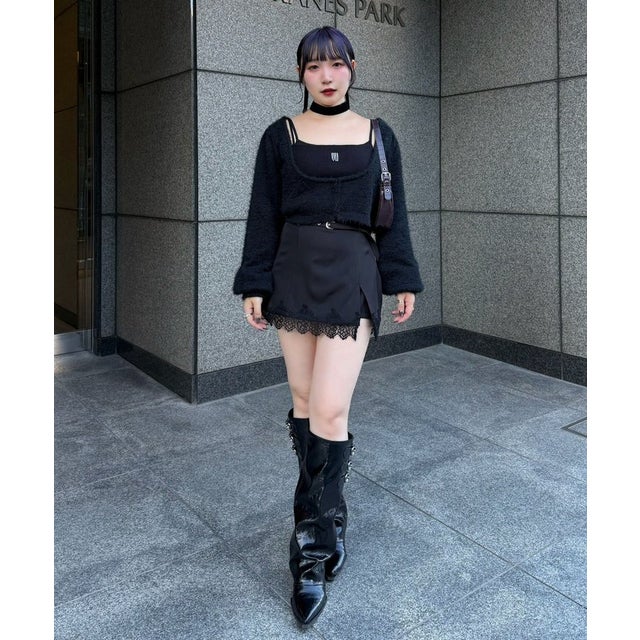 【Mavie..7】インナー付ボレロカーディガン （black）