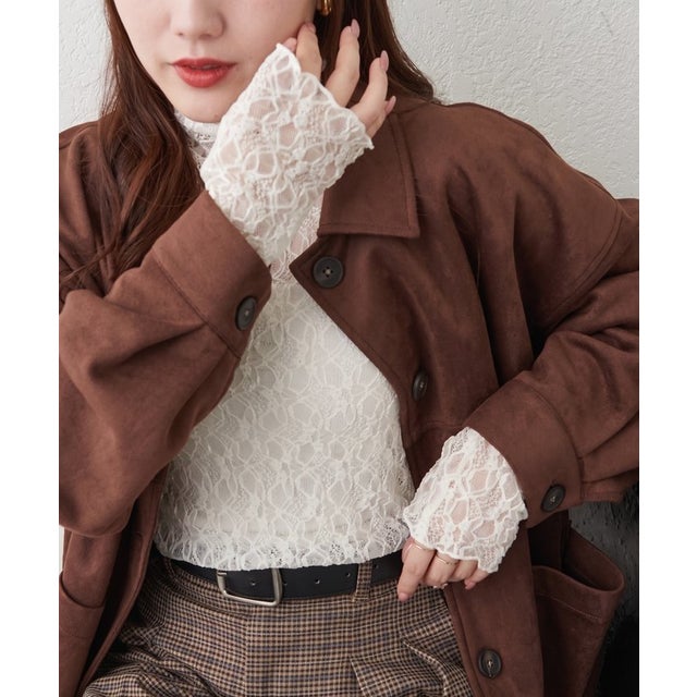 ストレッチレースボトルネックプルオーバー （IVY）