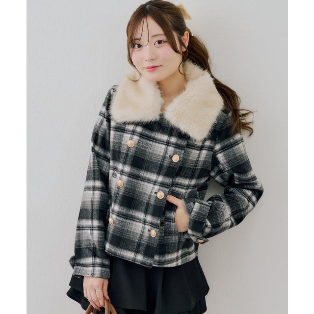 【continuer】衿ファーPコート （black(1)）