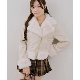 【RMAF】フェイクファー付ライダースジャケット （ivory）