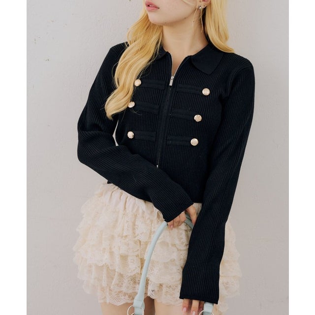 ナポレオン風WZIPニット （black）