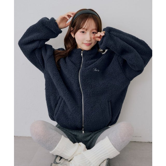 【continuer】【セットアップ可能】フワフワボアブルゾン （navy）